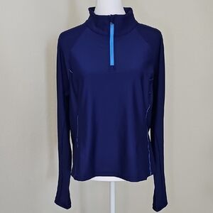 Athleta Interval Half Zip Long Sleeved Dark Blue Top Womens Size M